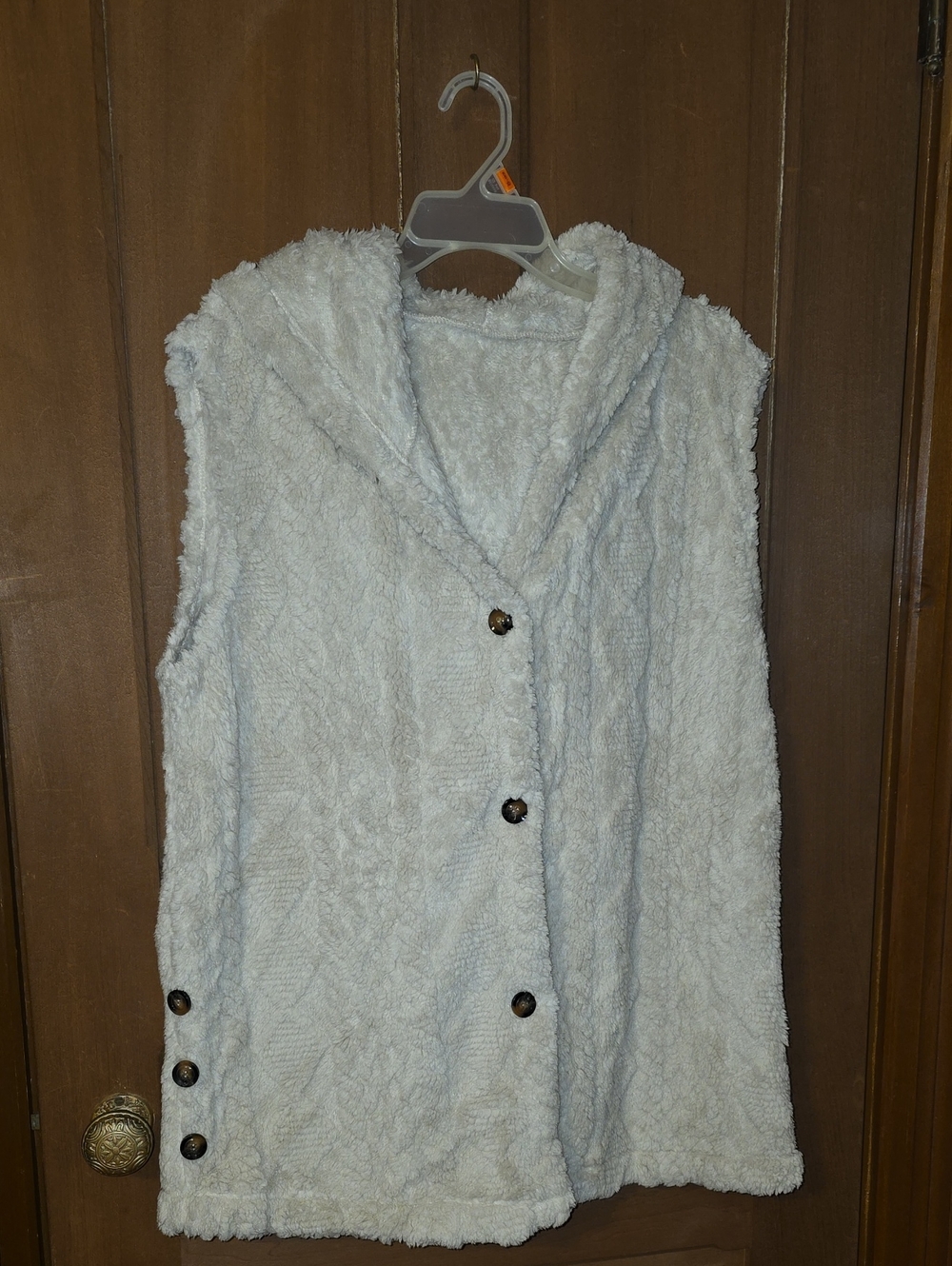 Cozy Hooded Faux-Sherpa Vest - Cream